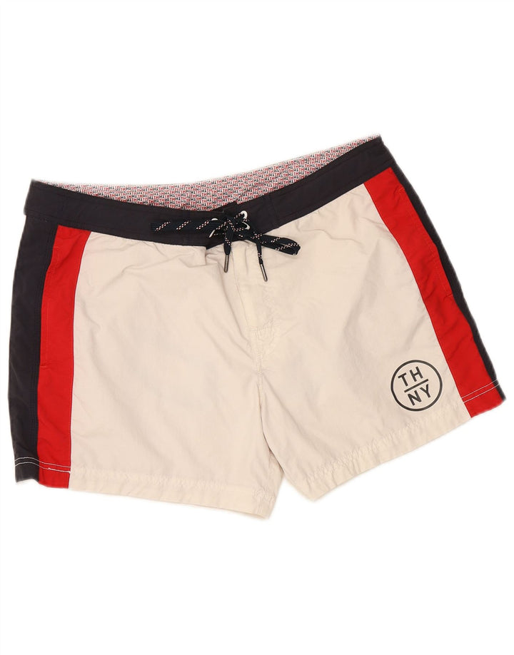 Shorts de natação masculino TOMMY HILFIGER grande bloco colorido branco