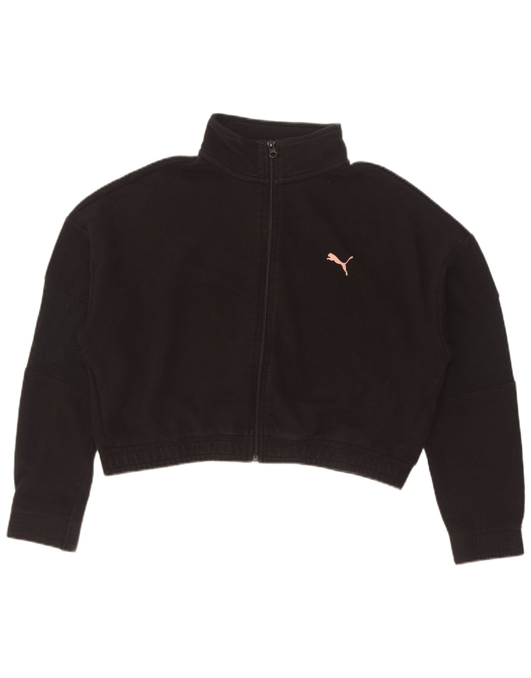 Puma Womens Crop Oversized Tracksuit Top Jacket Reino Unido 10 Pequeno Algodão Preto