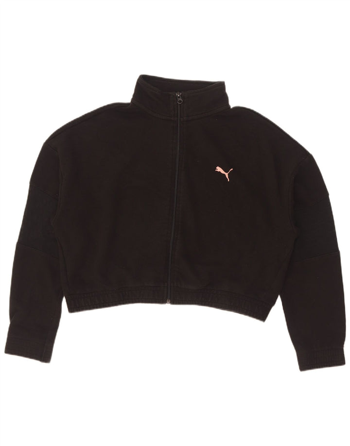 Puma Womens Crop Oversized Tracksuit Top Jacket Reino Unido 10 Pequeno Algodão Preto