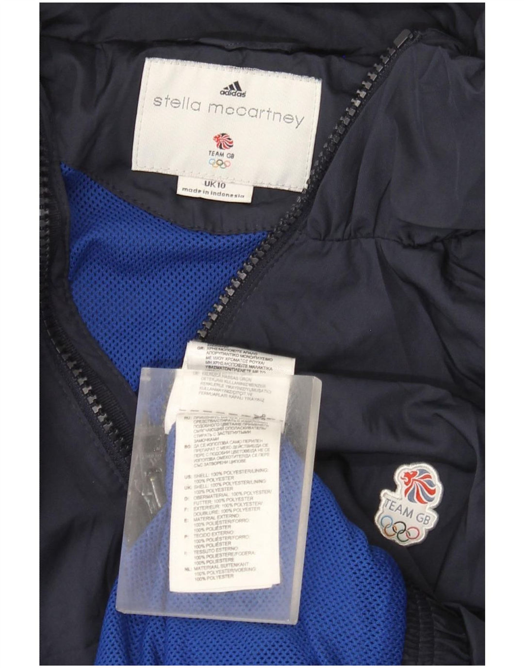 Adidas Womens Stella McCartney Oversized Rain Jacket Reino Unido 10 Pequeno Azul Marinho