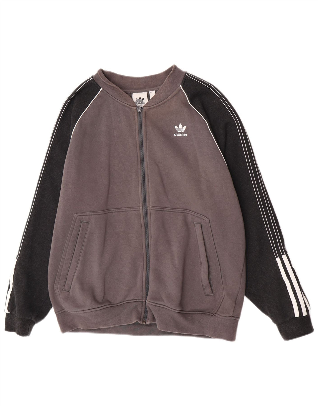 Adidas Mens Tracksuit Top Jacket Grande Cinza Colorblock Algodão