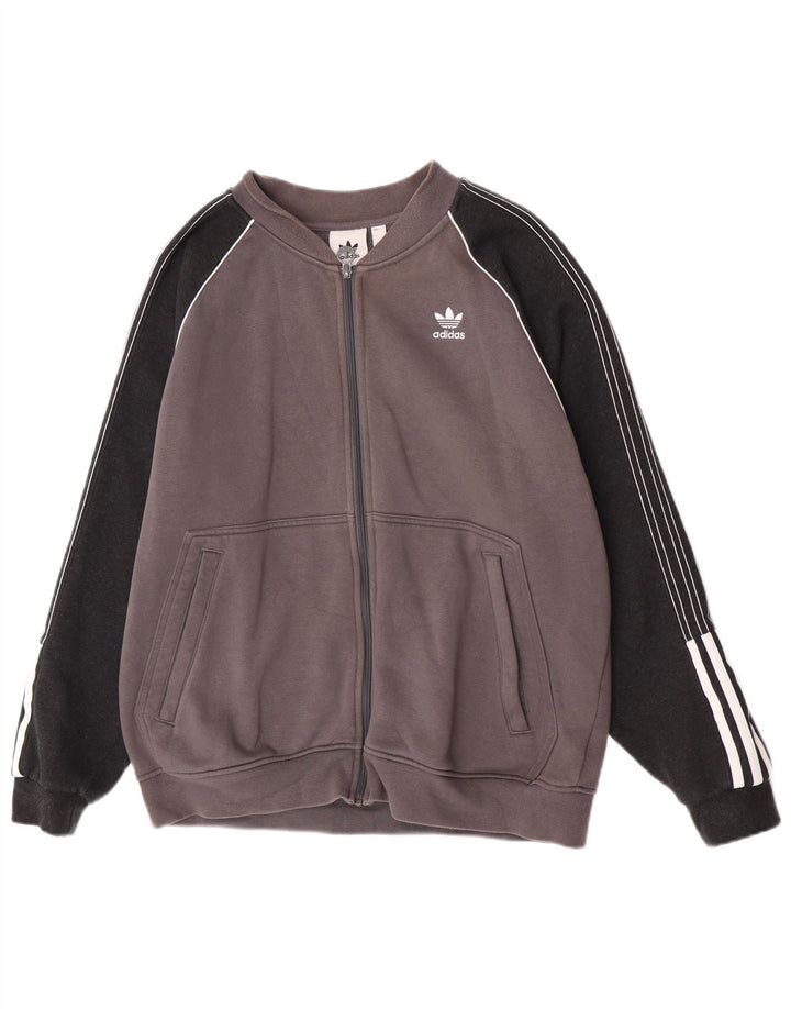 Adidas Mens Tracksuit Top Jacket Grande Cinza Colorblock Algodão