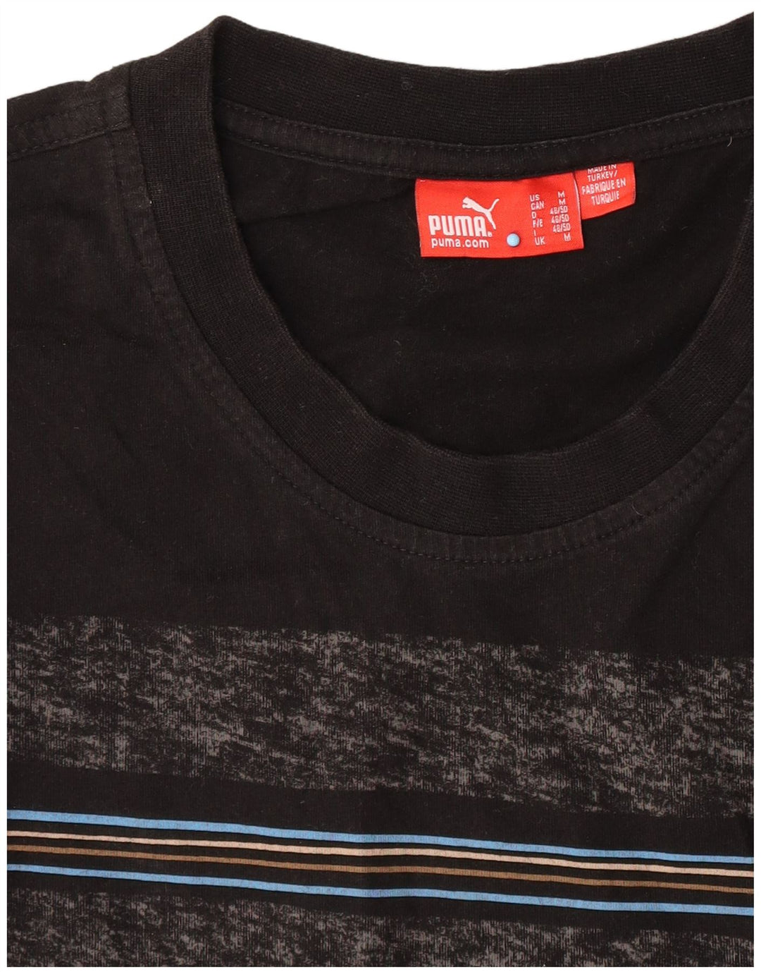 Puma Camiseta Masculina Top Médio Listrado Preto