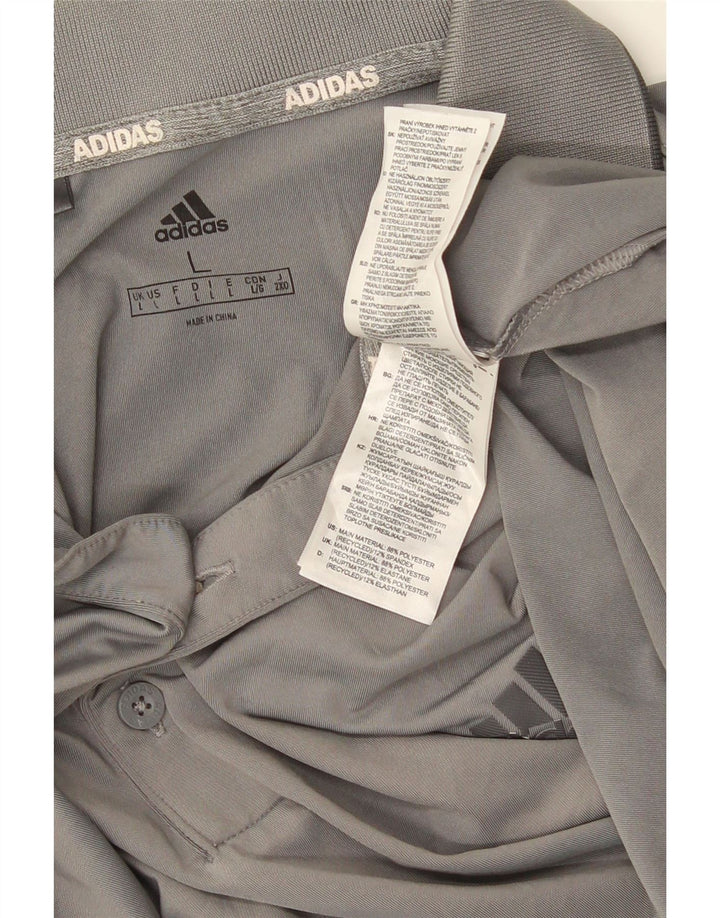 Camisa polo masculina ADIDAS grande poliéster cinza