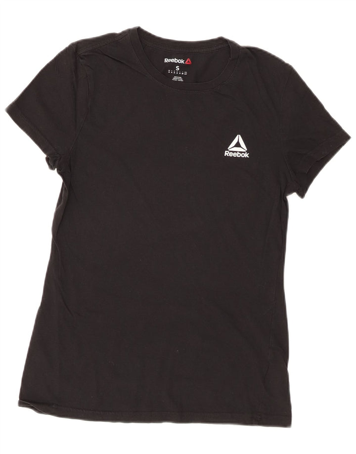 Camiseta feminina Reebok Top UK 8 pequena algodão preto