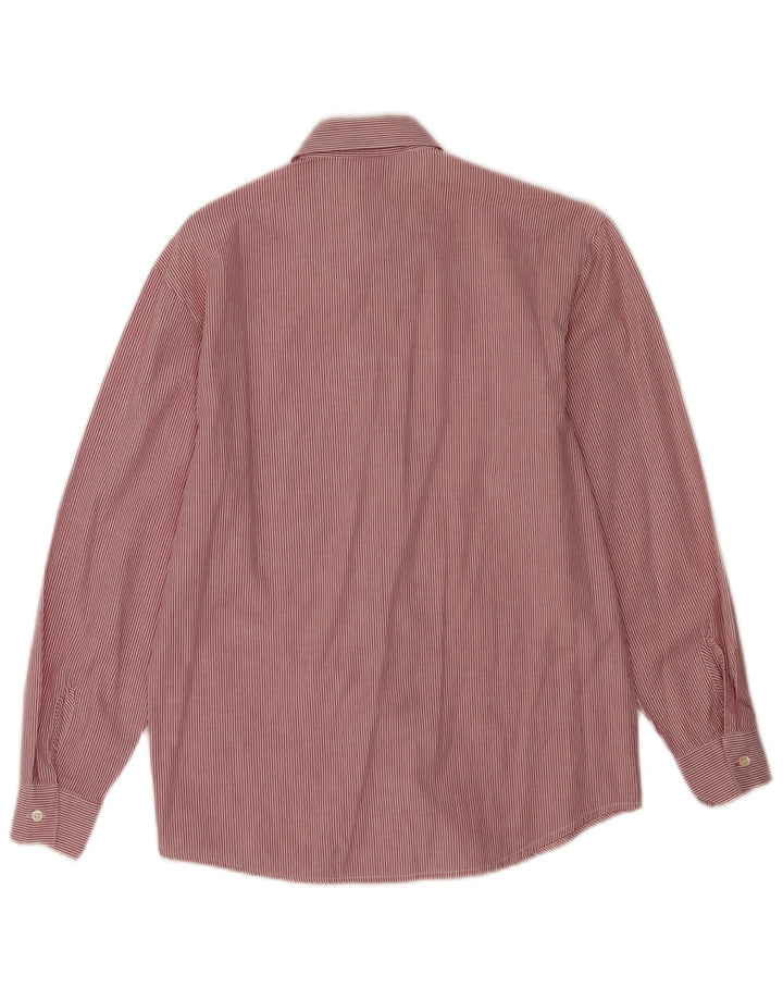 Camisa feminina Stefanel Reino Unido 10 pequena risca de giz vermelha de algodão