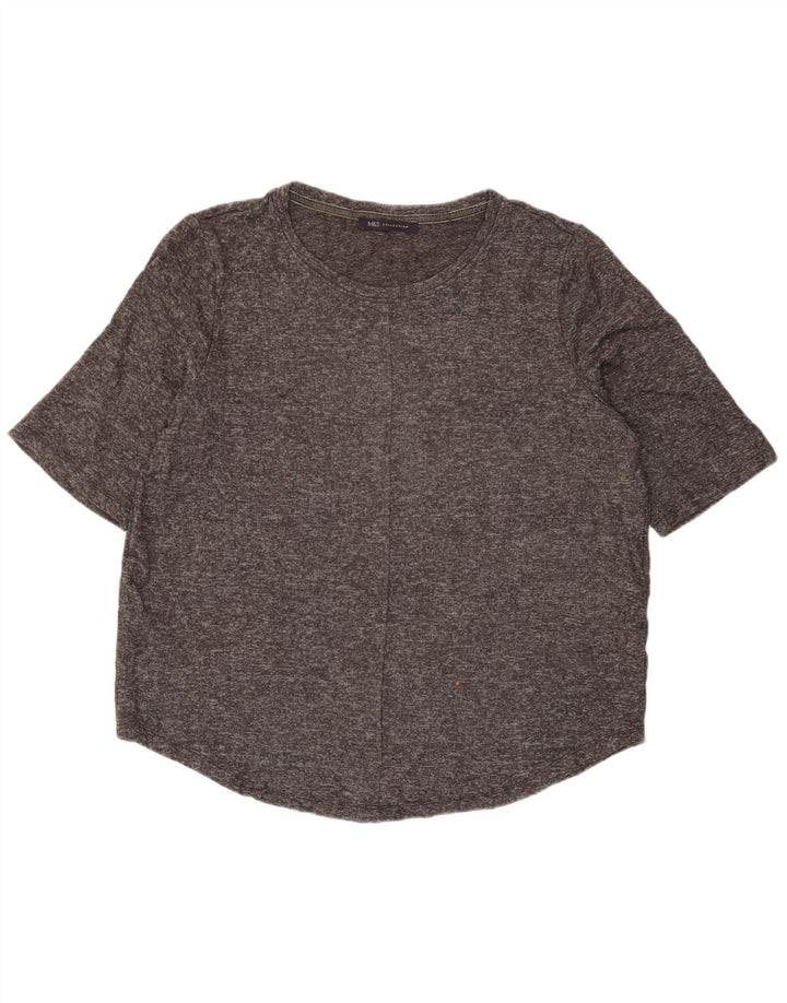 Camiseta feminina Marks & Spencer UK 14 grande viscose manchada cinza