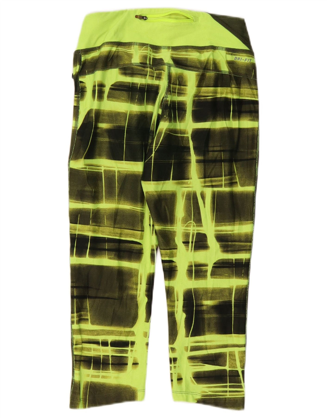 Calça de treino feminina Nike Dri Fit UK 8 pequena verde xadrez poliéster