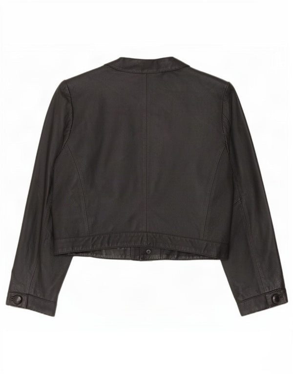 Jaqueta bolero de couro superdimensionada feminina vintage IT 40 pequena preta