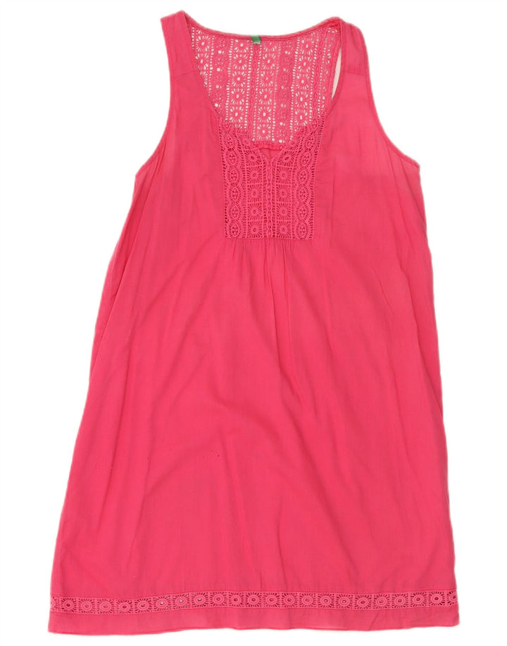 Vestido feminino Benetton sem mangas UK 12 rosa médio