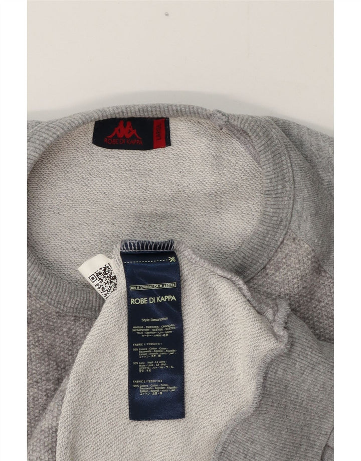 Kappa moletom masculino jumper grande algodão manchado cinza