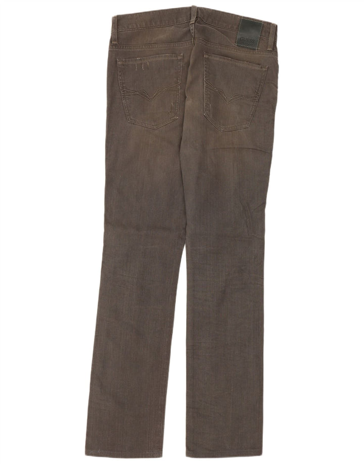 Guess Calça jeans reta masculina desgastada W32 L32 algodão cinza