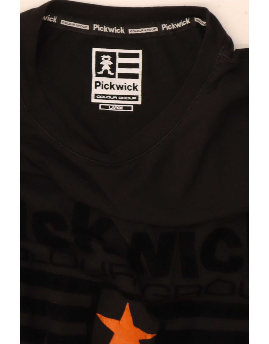 Top gráfico masculino Pickwick manga comprida grande preto