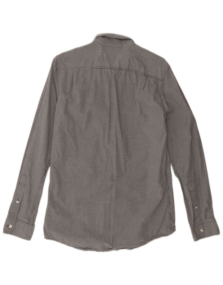 Camisa masculina clássica de ajuste Jack Wills, pequena, preta, algodão guingão