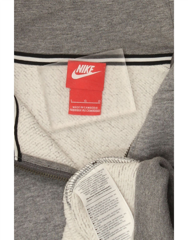 Suéter Nike masculino com capuz e zíper grande algodão manchado cinza