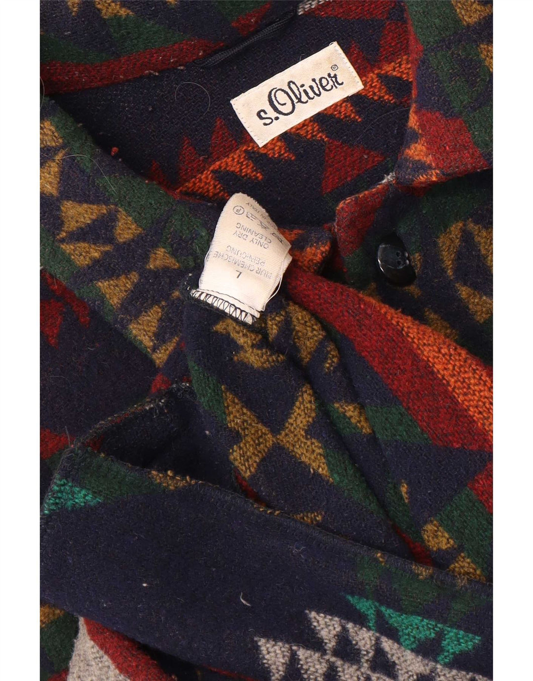 Sobretudo masculino S.Oliver UK 40 grande lã Fair Isle multicolorida