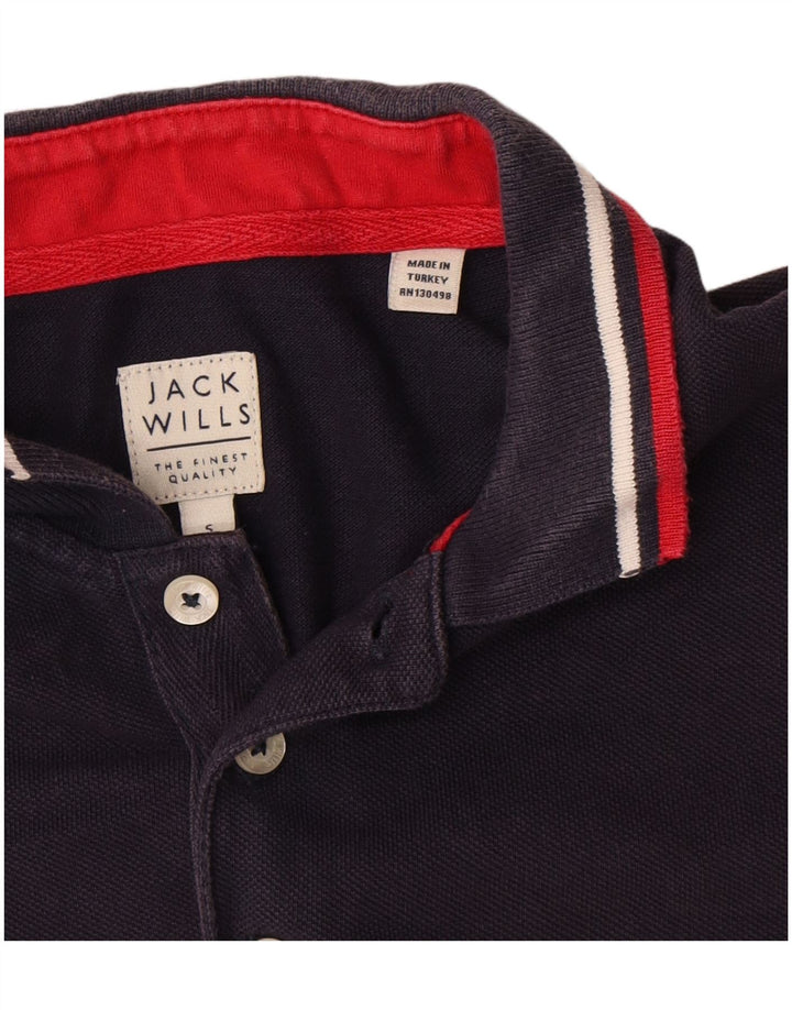 Camisa polo masculina Jack Wills pequena algodão azul marinho