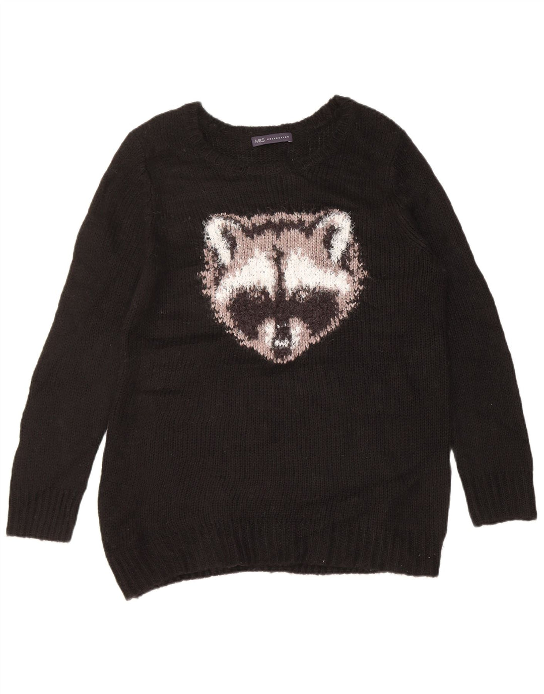 Suéter feminino Marks & Spencer com gola canoa e gola redonda Reino Unido 14 médio preto