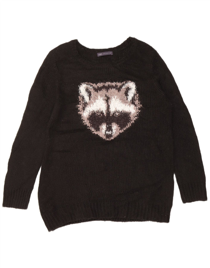 Suéter feminino Marks & Spencer com gola canoa e gola redonda Reino Unido 14 médio preto