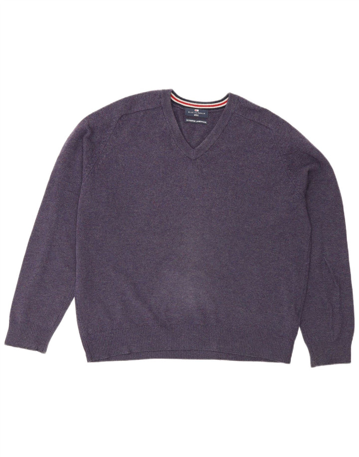 Suéter masculino Marks & Spencer Blue Harbor com decote em V roxo médio