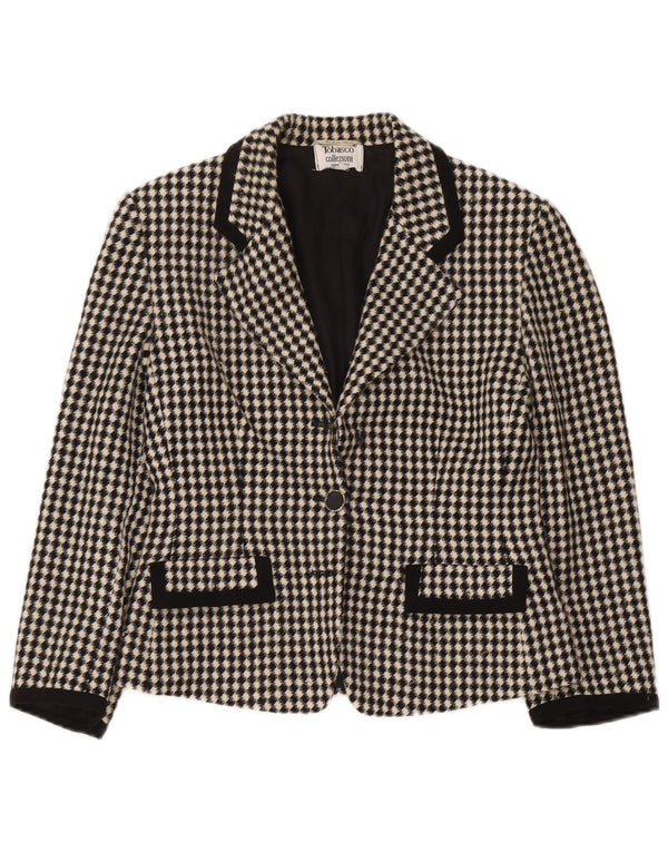 Tabasco Womens Blazer Jacket UK 12 Medium Black Geometric Virgin Wool