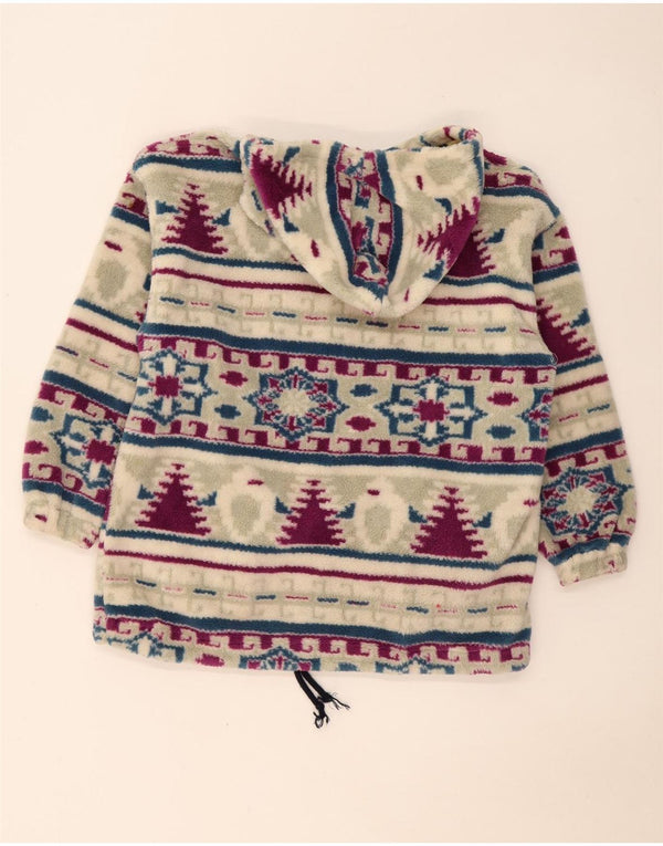 Jaqueta de lã com capuz feminina vintage UK 18 XL multicolorida Fair Isle