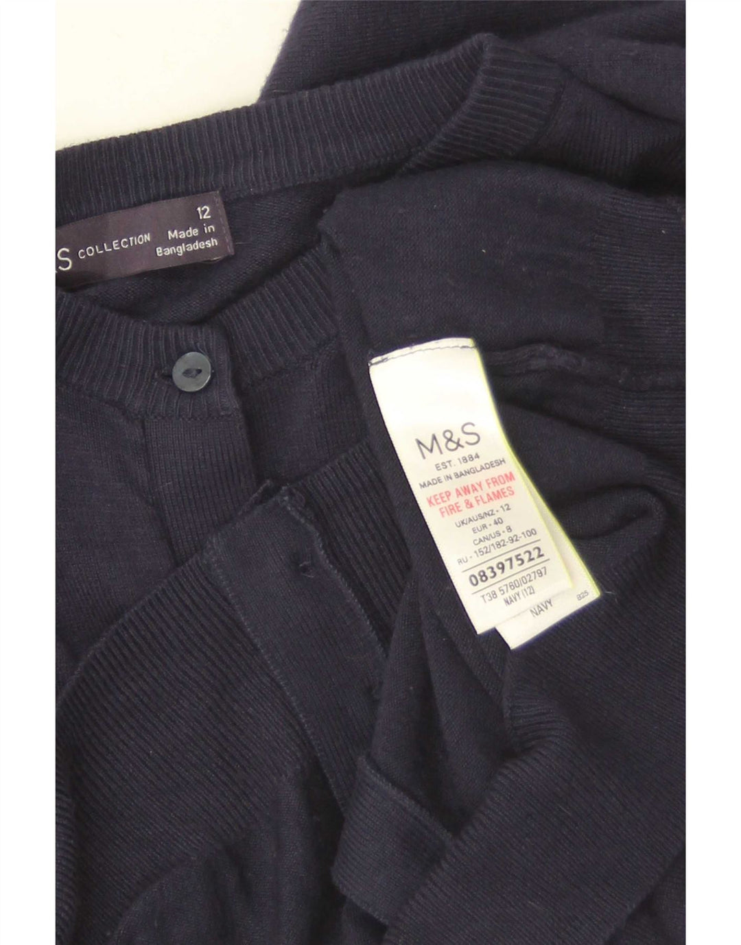 Suéter cardigã feminino Marks & Spencer UK 12 viscose azul marinho médio