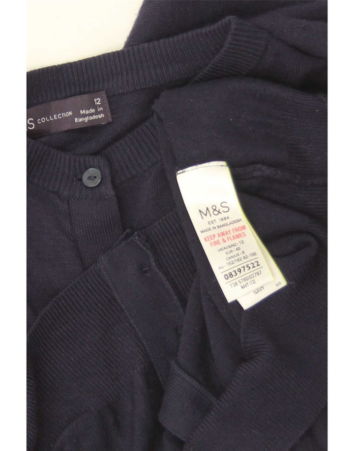 Suéter cardigã feminino Marks & Spencer UK 12 viscose azul marinho médio