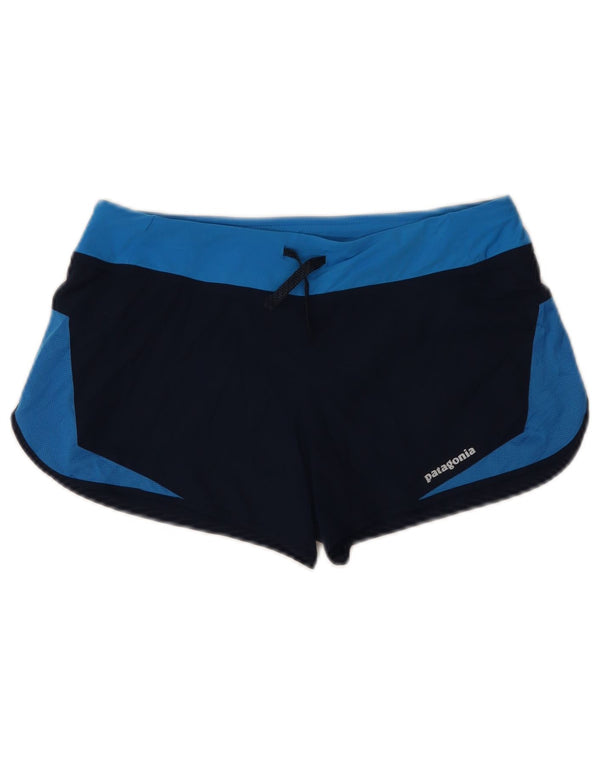 Shorts esportivos femininos Patagonia UK 6 XS azul marinho poliéster colorblock