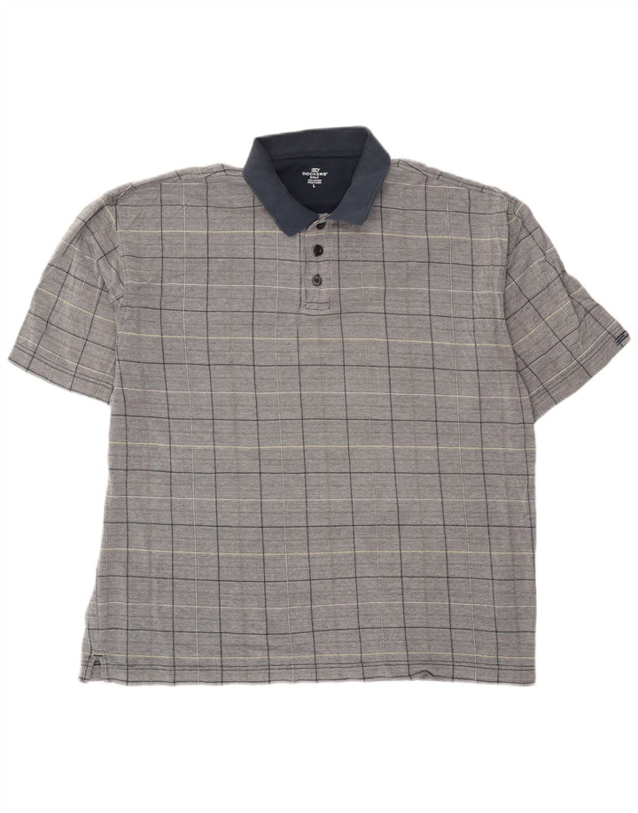 Camisa polo masculina Dockers Rugby grande algodão xadrez azul