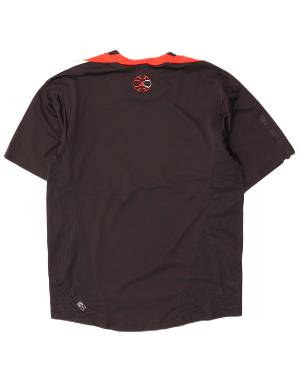 Adidas Mens T-Shirt Top Pequeno Poliéster Colorblock Preto