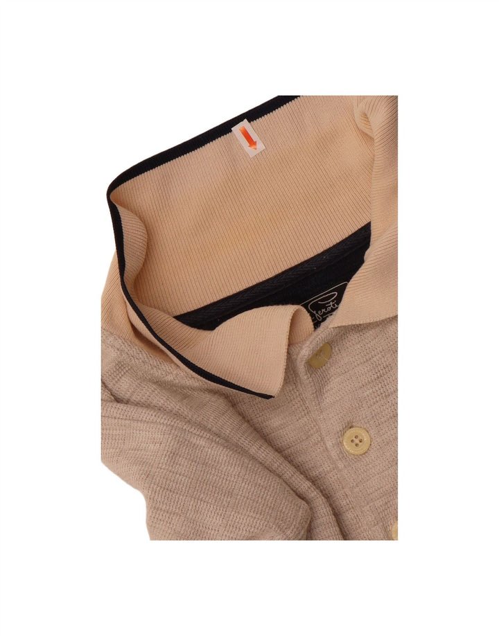 GIANI FEROTI Suéter masculino com gola polo e algodão bege grande