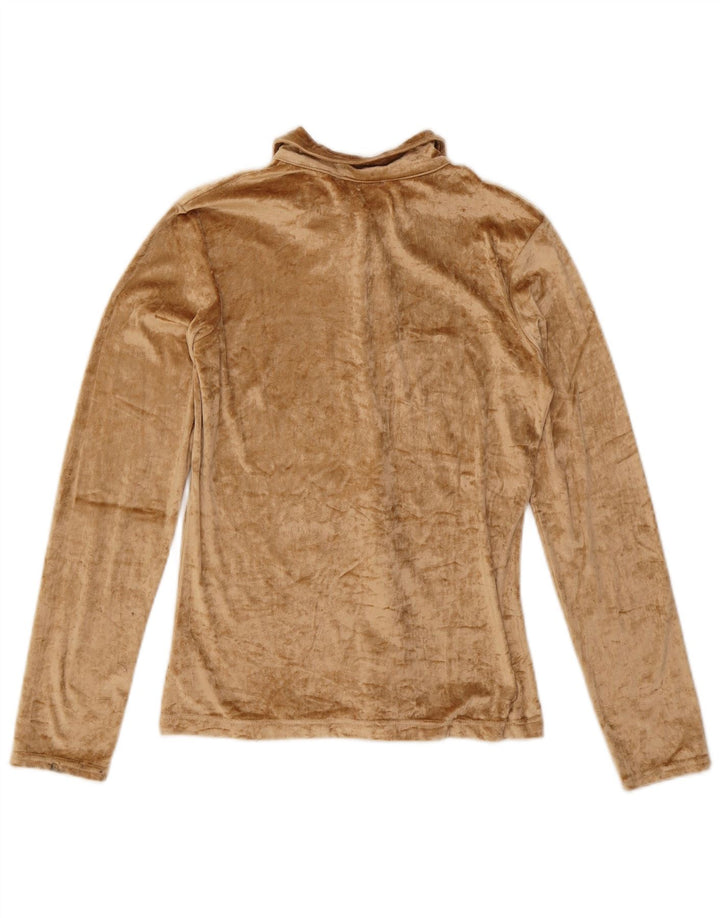 Blusa feminina de veludo SQUAW Reino Unido 12 acrílico bege médio