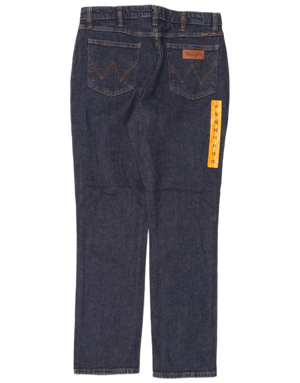 Calça jeans feminina Wrangler de cintura alta reta US 16 XL W32 L32 azul marinho