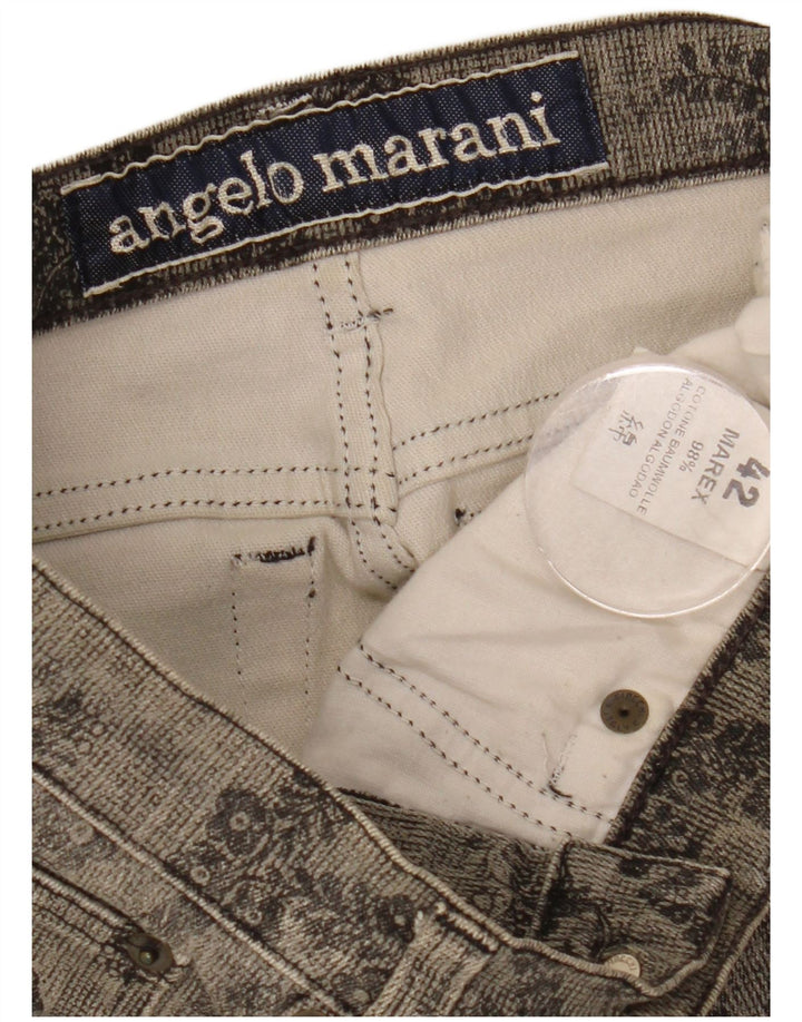 Angelo Marani Jeans Slim Feminino IT 42 Médio W26 L31 Cinza Floral Algodão