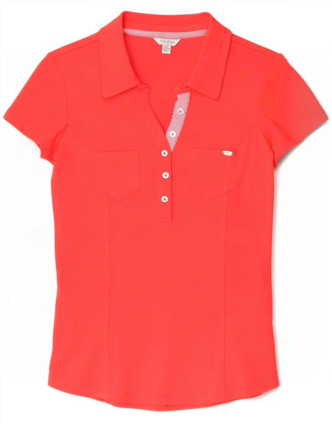 Camisa polo feminina Guess UK 12 algodão vermelho médio