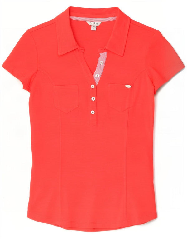 Camisa polo feminina Guess UK 12 algodão vermelho médio