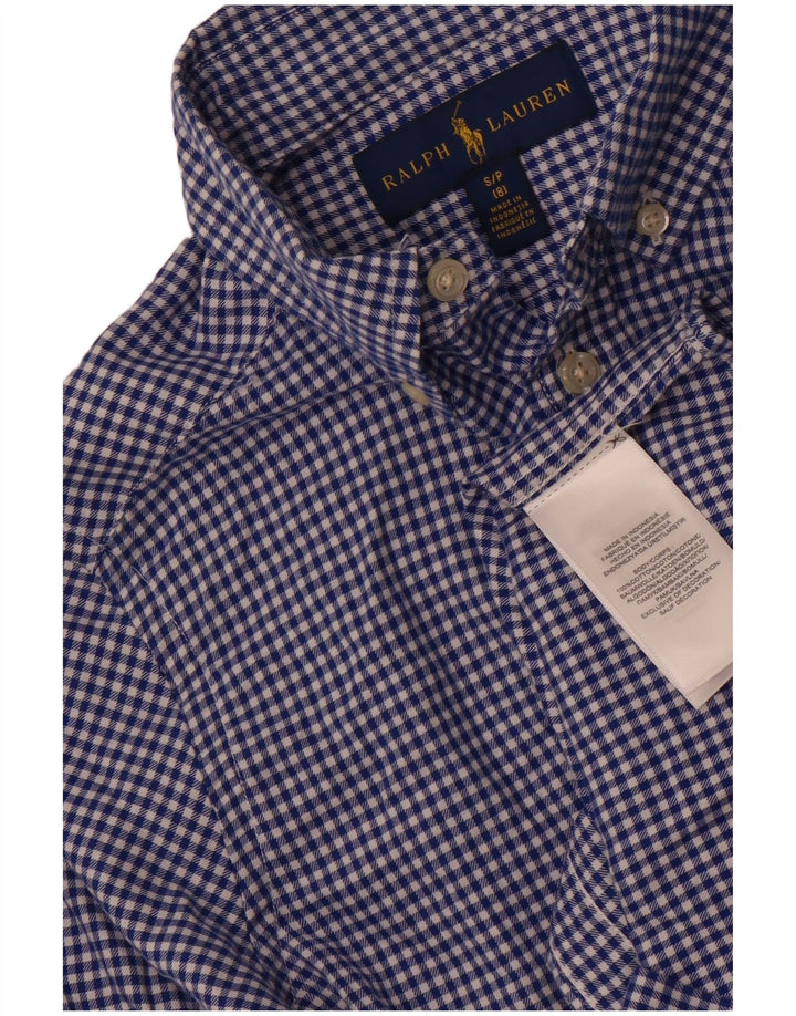 Ralph Lauren Camisa masculina 7-8 anos pequena algodão guingão azul