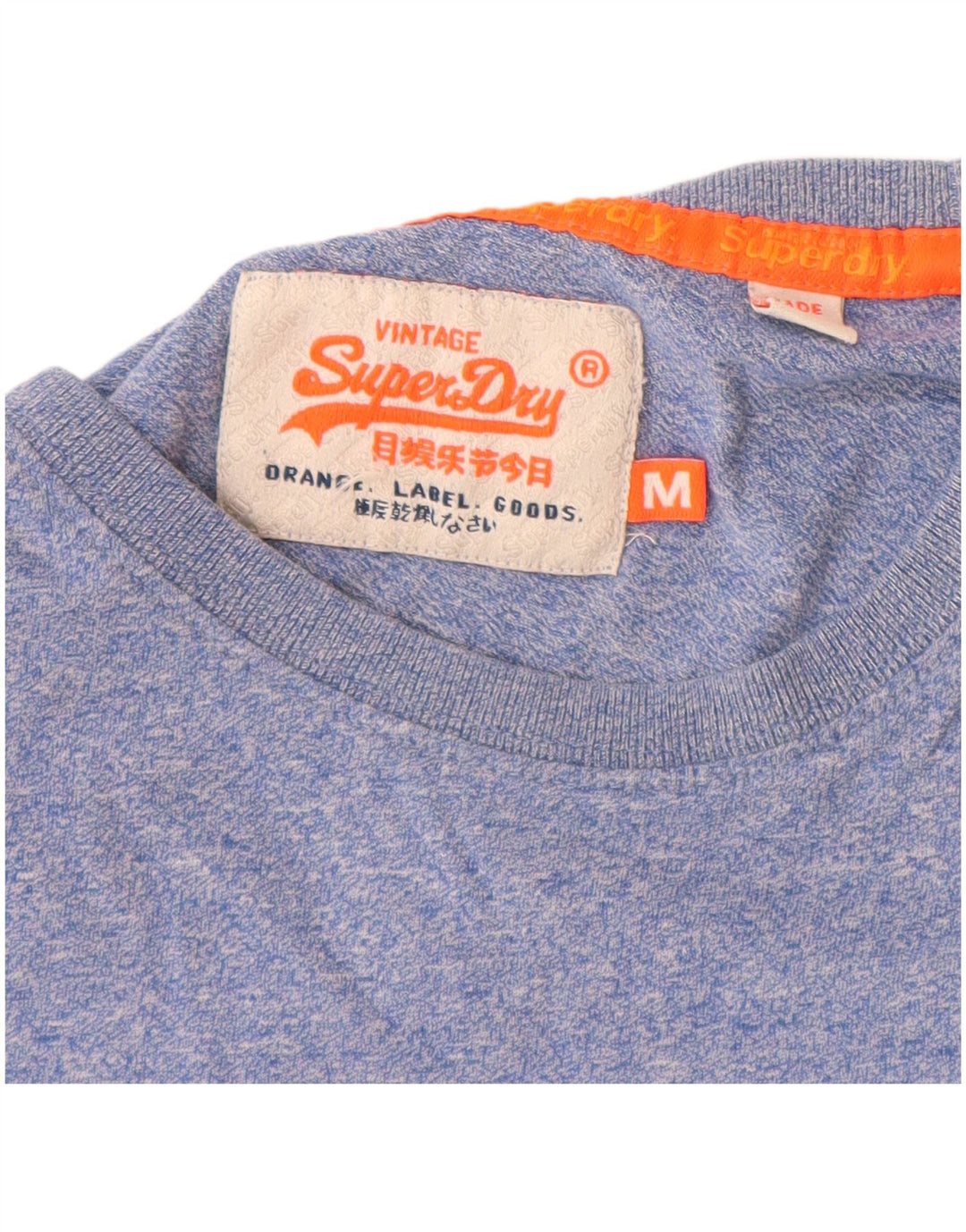 Camiseta masculina Superdry Top médio algodão manchado azul