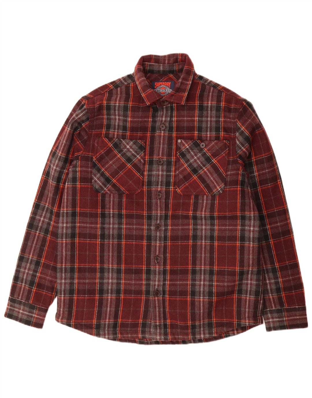 Superdry camisa masculina overshirt grande lã xadrez borgonha