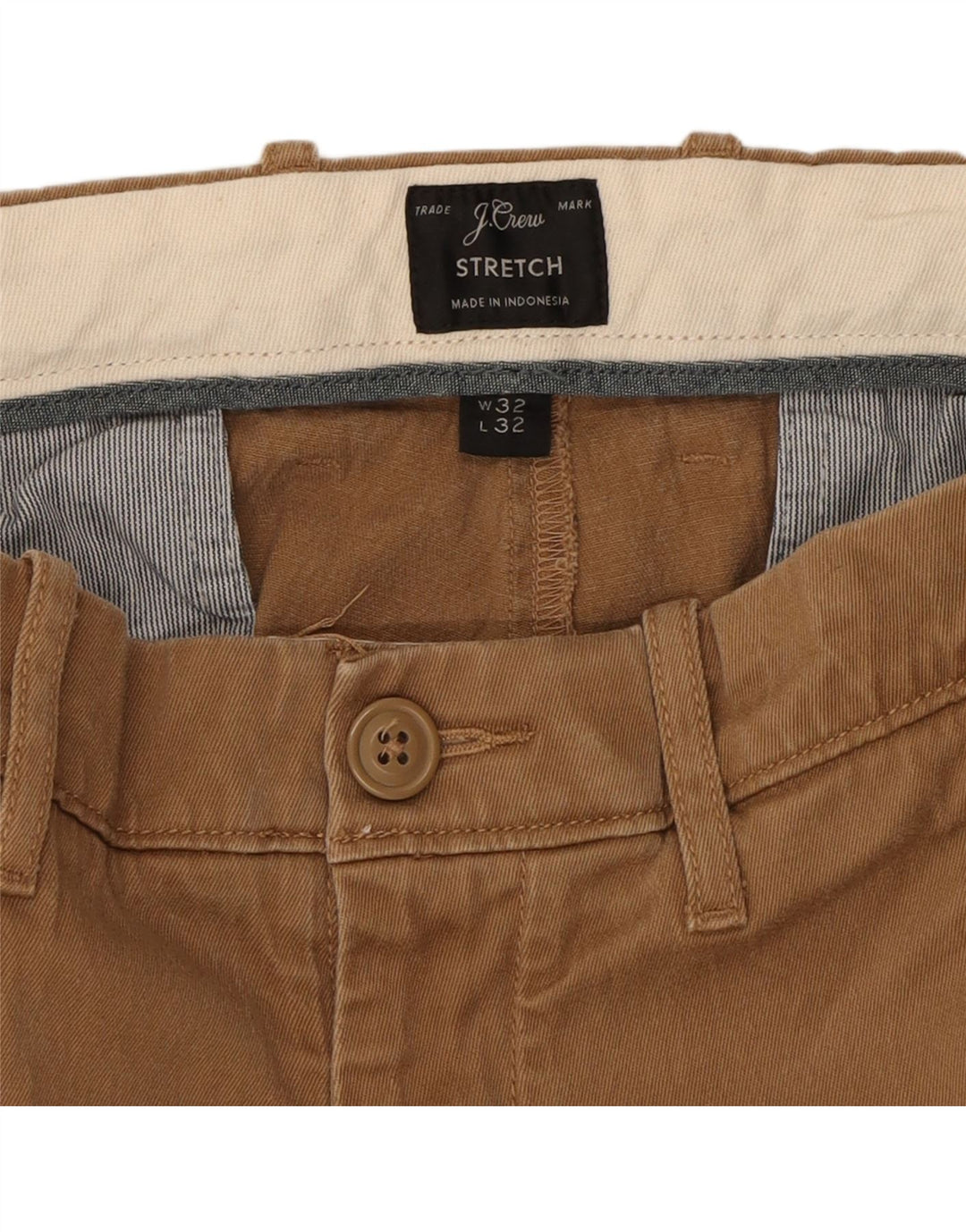 J. CREW Womens Stretch Slim Chino Trousers W32 L32 Brown Cotton Vintage J. Crew and Second-Hand J. Crew from Messina Hembry 