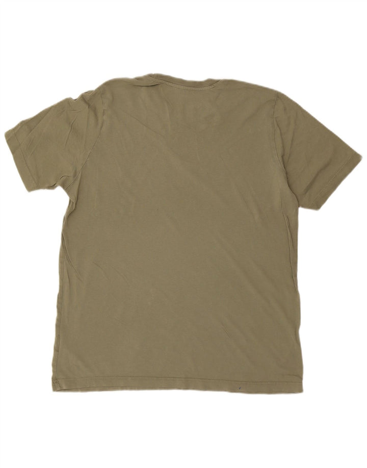 ADIDAS Mens Graphic T-Shirt Top Grande Algodão Cáqui