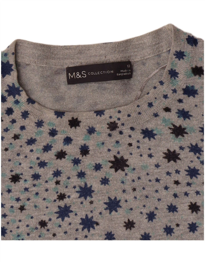 Suéter feminino Marks & Spencer com gola redonda Reino Unido 12 cinza médio