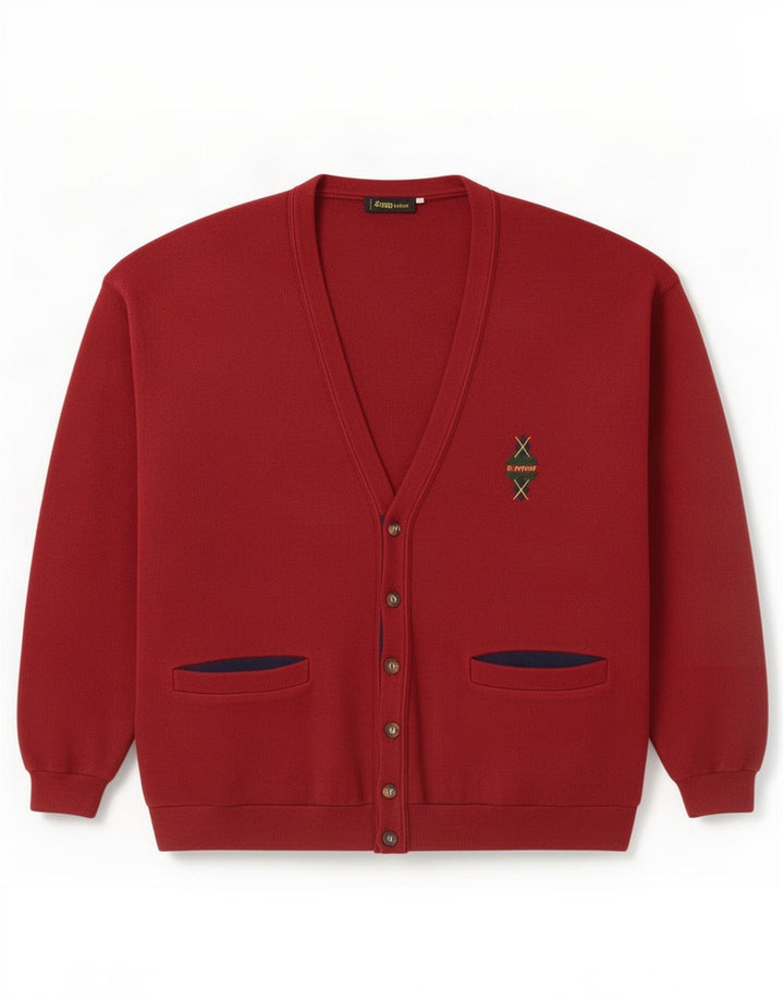 Suéter Cardigan Masculino Vintage Médio Borgonha
