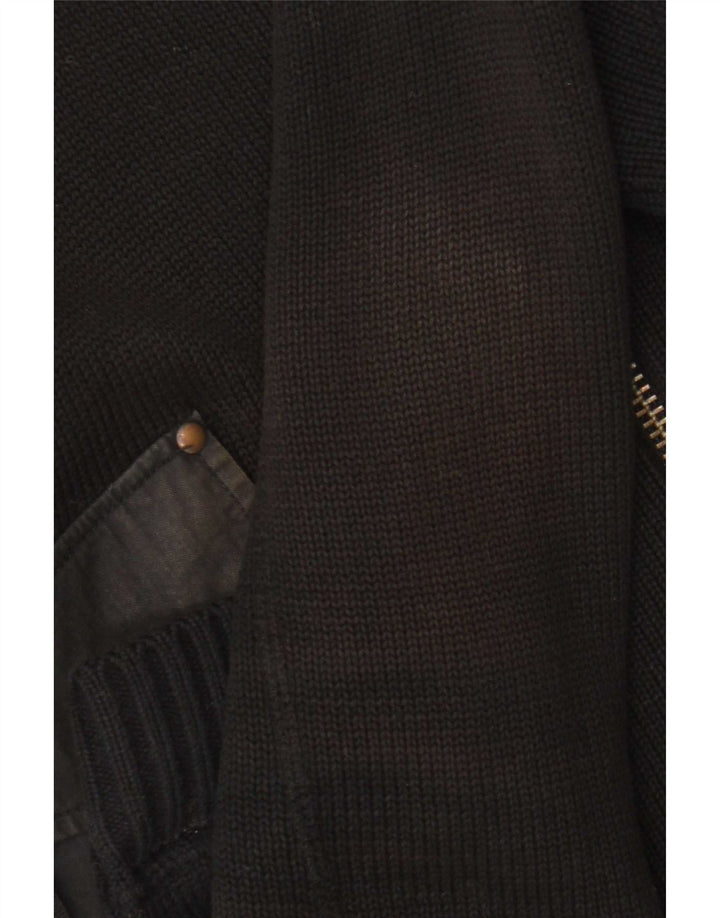 Suéter cardigã masculino com zíper completo G-Star algodão preto médio