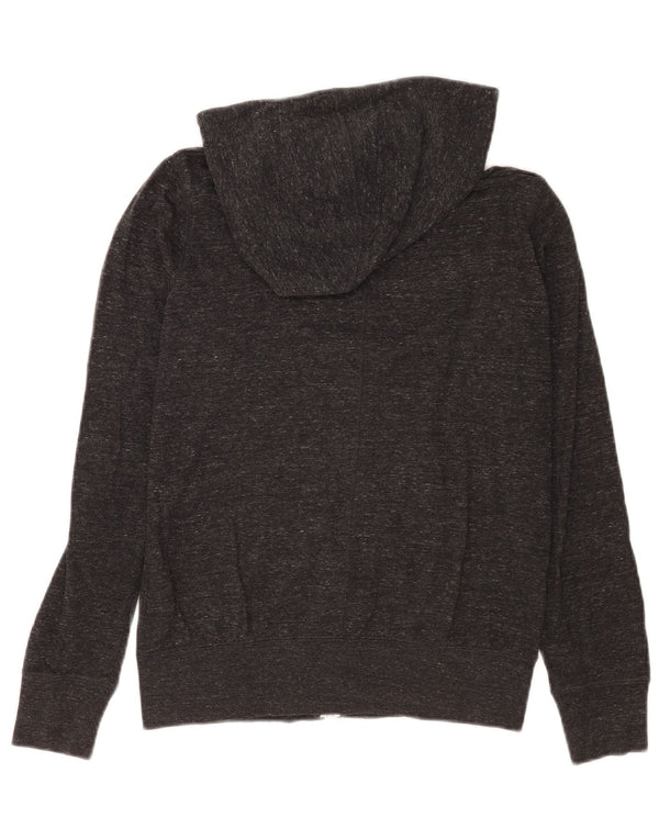 Suéter Nike feminino com capuz e zíper UK 12 algodão manchado cinza médio