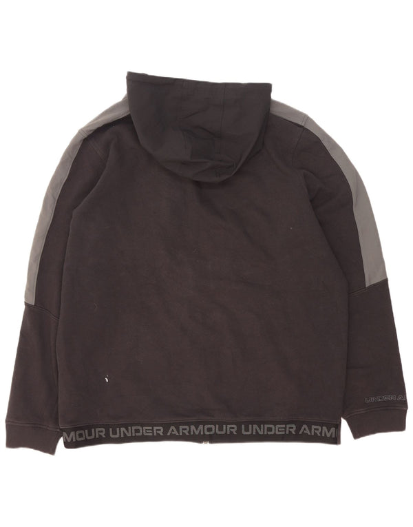 Suéter masculino Under Armour com capuz e zíper gráfico 2XL algodão colorblock preto