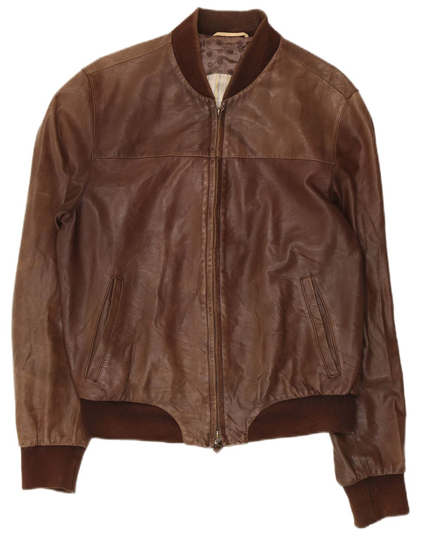 Jaqueta masculina de couro bomber GALLOTTI IT 50 grande couro marrom
