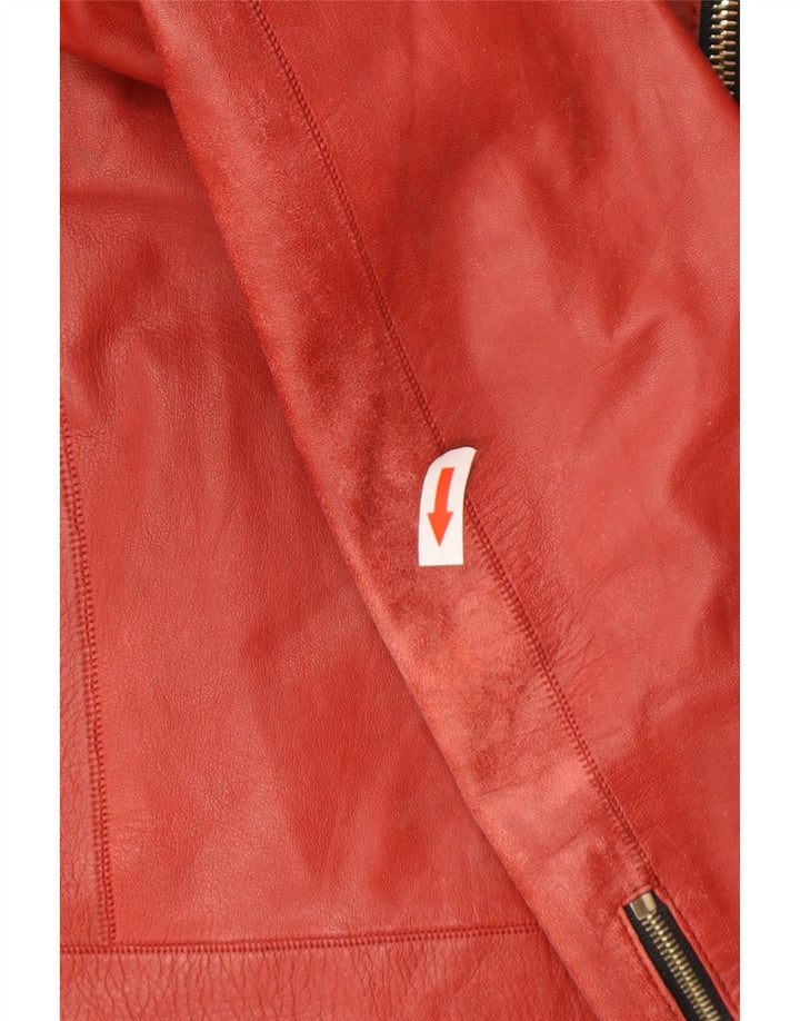 Jaqueta masculina de couro para motociclista Massimo Dutti Reino Unido 36 couro vermelho pequeno