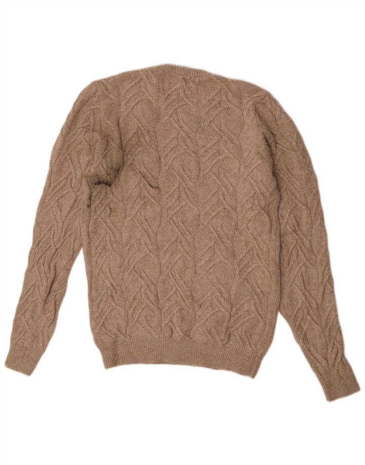 Suéter masculino Marks & Spencer com gola redonda, pequeno bege poliamida